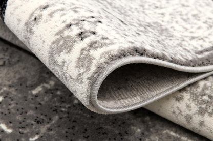 4' X 6' Gray And Ivory Damask Distressed Area Rug