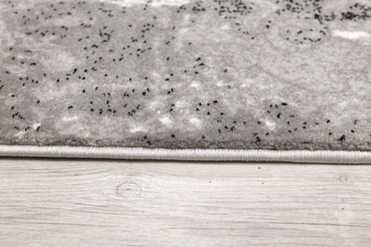 5' X 7' Gray Damask Dhurrie Area Rug