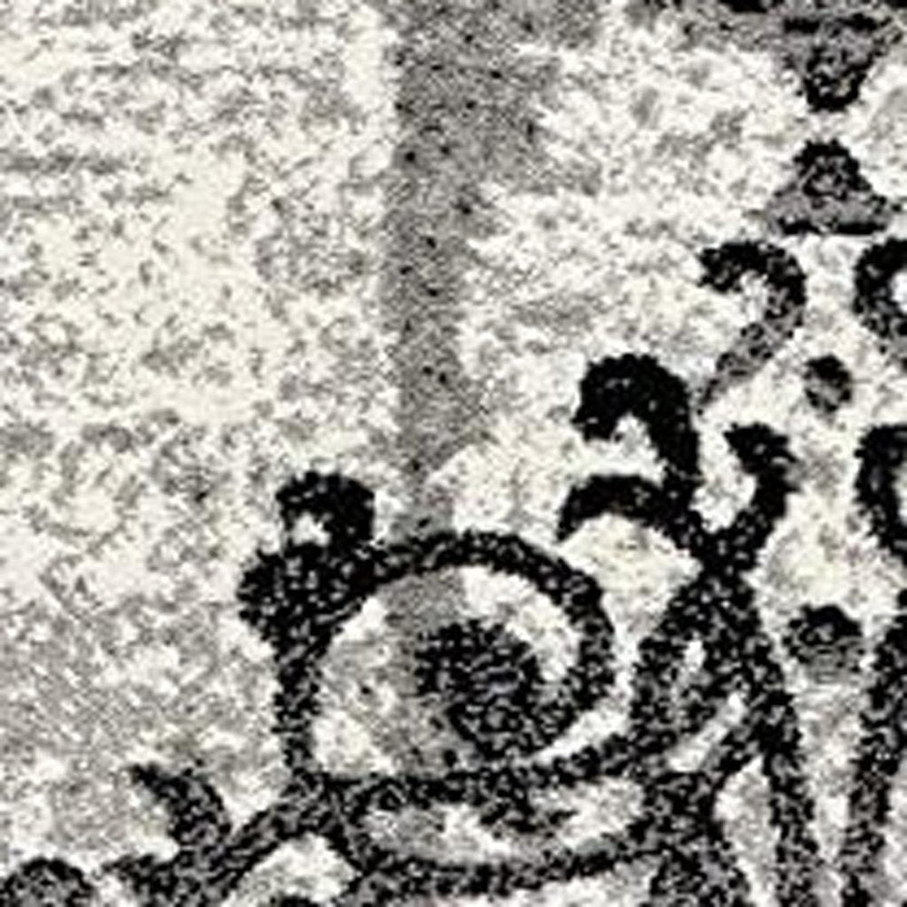 5' X 7' Gray Damask Dhurrie Area Rug