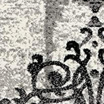 5' X 7' Gray Damask Dhurrie Area Rug