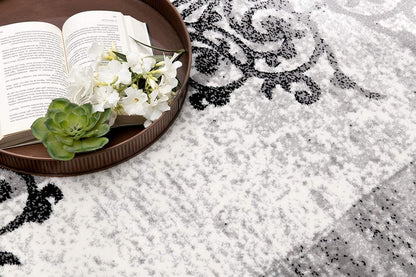 2' X 8' Gray Faded Filigree Pattern Runner Rug