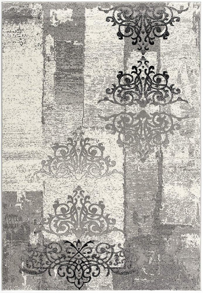 2' X 8' Gray Faded Filigree Pattern Runner Rug