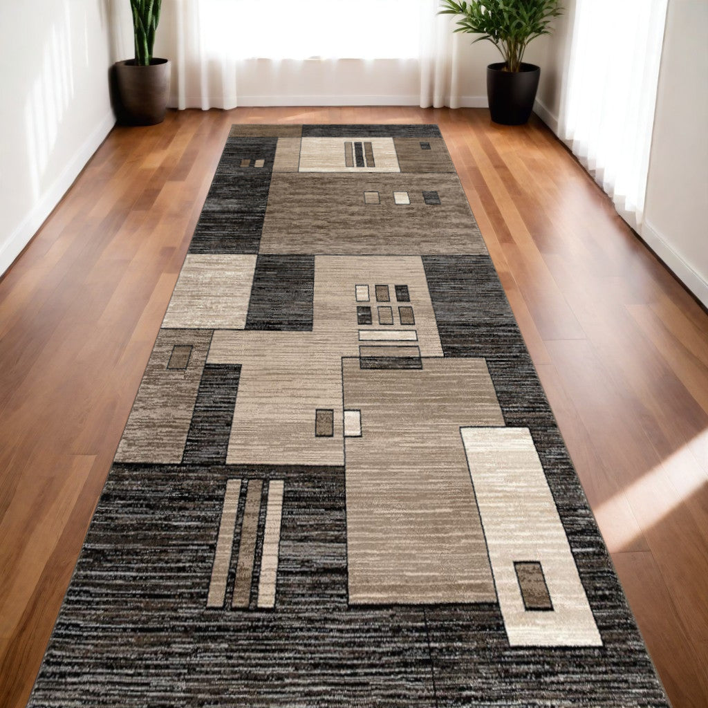 8' X 10' Beige Abstract Dhurrie Area Rug