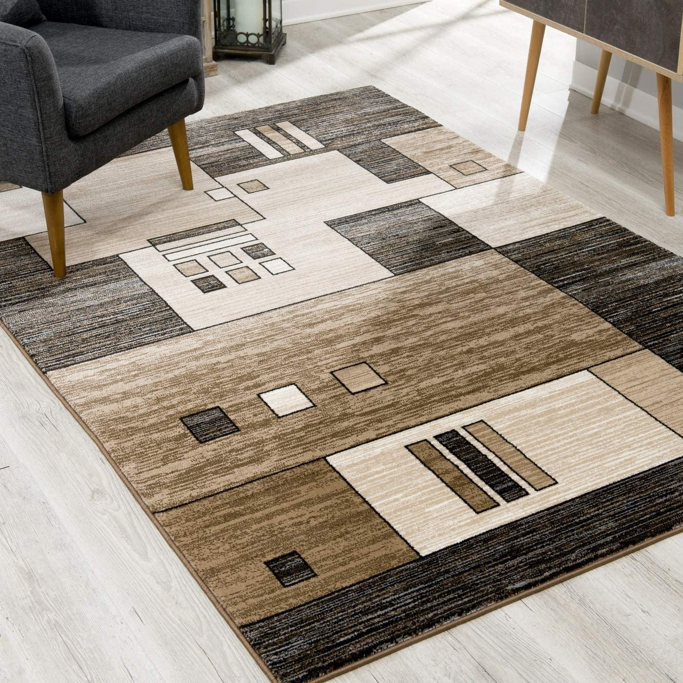 8' X 10' Beige Abstract Dhurrie Area Rug