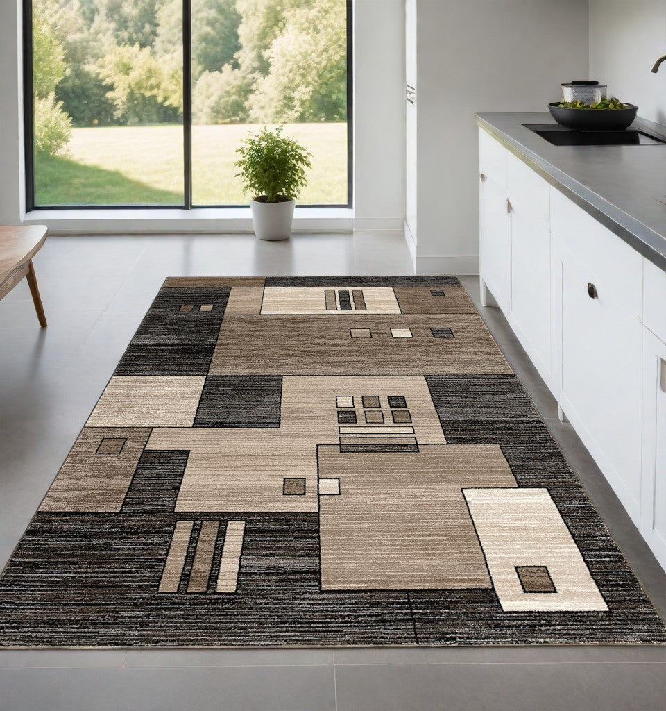 8' X 10' Beige Abstract Dhurrie Area Rug