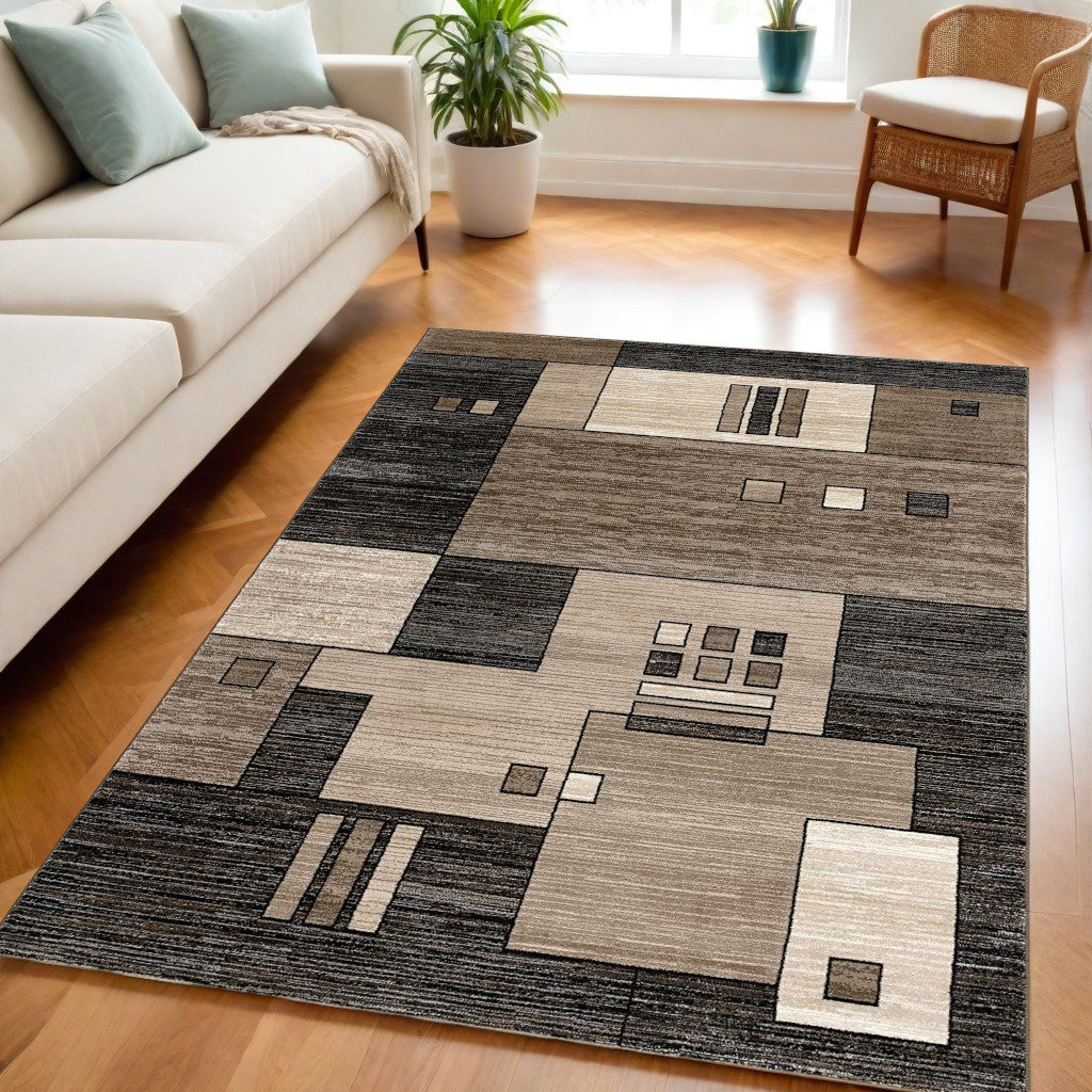 8' X 10' Beige Abstract Dhurrie Area Rug