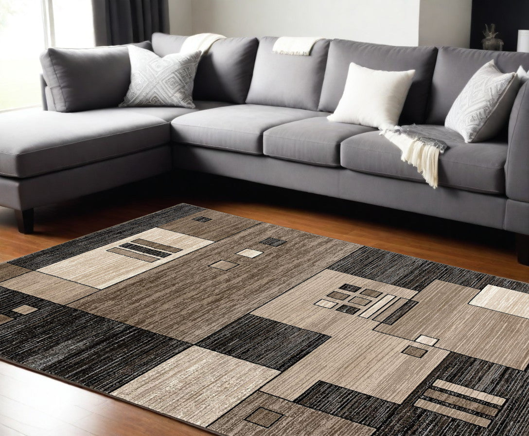 8' X 10' Beige Abstract Dhurrie Area Rug