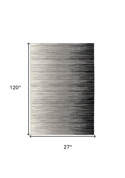 2' X 4' Black Abstract Dhurrie Area Rug