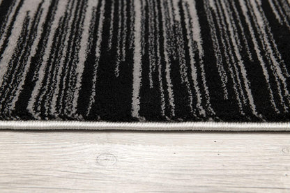 2' X 4' Black Abstract Dhurrie Area Rug