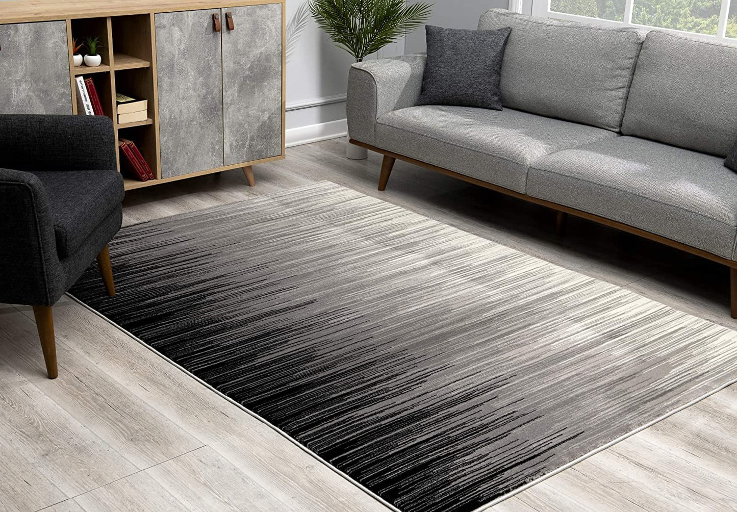 3' X 5' Black Abstract Power Loom Area Rug