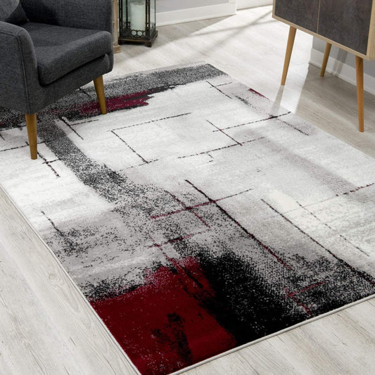 4' X 6' Gray Abstract Power Loom Area Rug