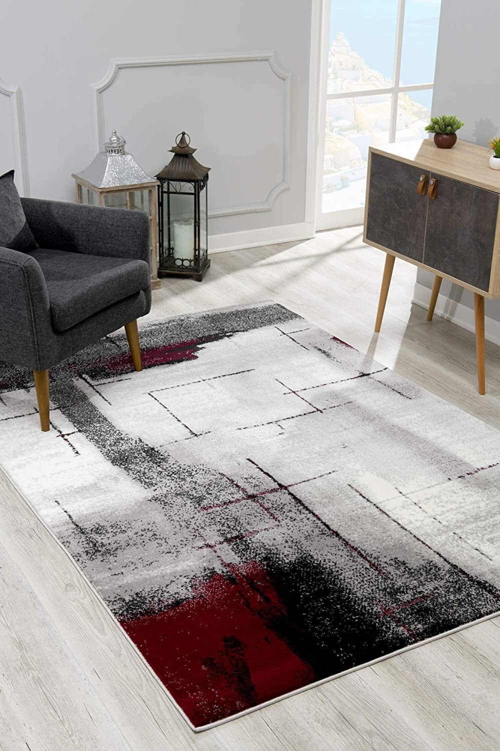 4' X 6' Gray Abstract Power Loom Area Rug