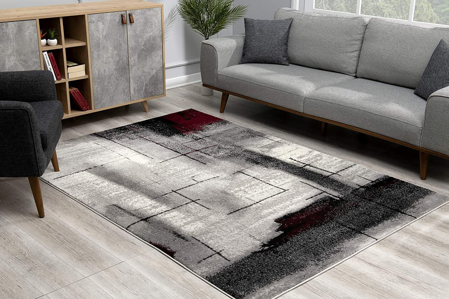 4' X 6' Gray Abstract Power Loom Area Rug