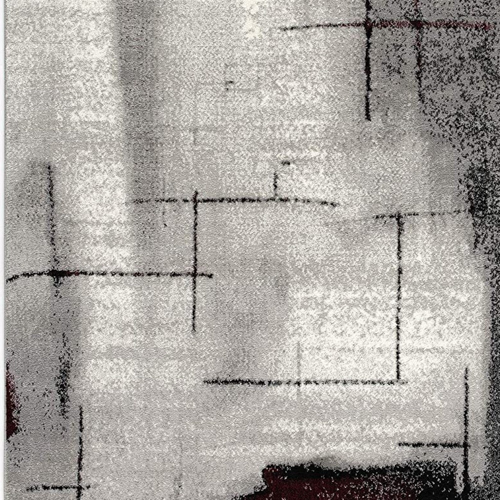 8' X 10' Gray Abstract Dhurrie Area Rug