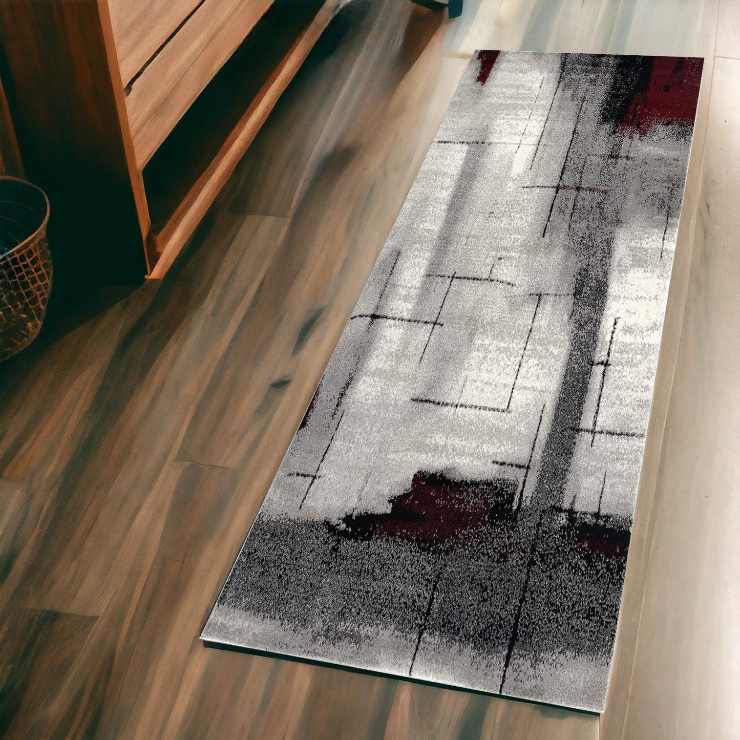 8' X 10' Gray Abstract Dhurrie Area Rug