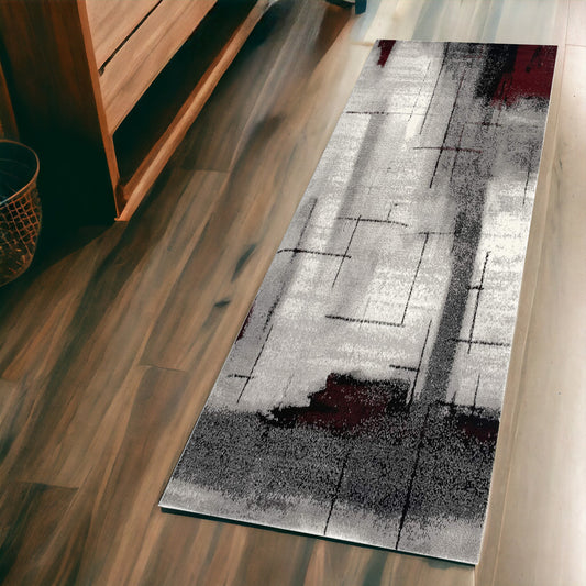 2' X 5' Grey Abstract Area Rug