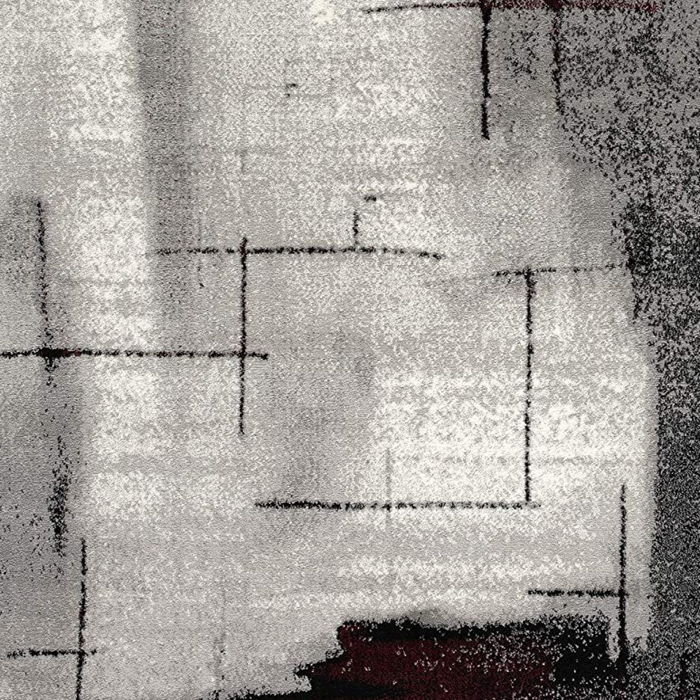 4' X 6' Gray Abstract Power Loom Area Rug