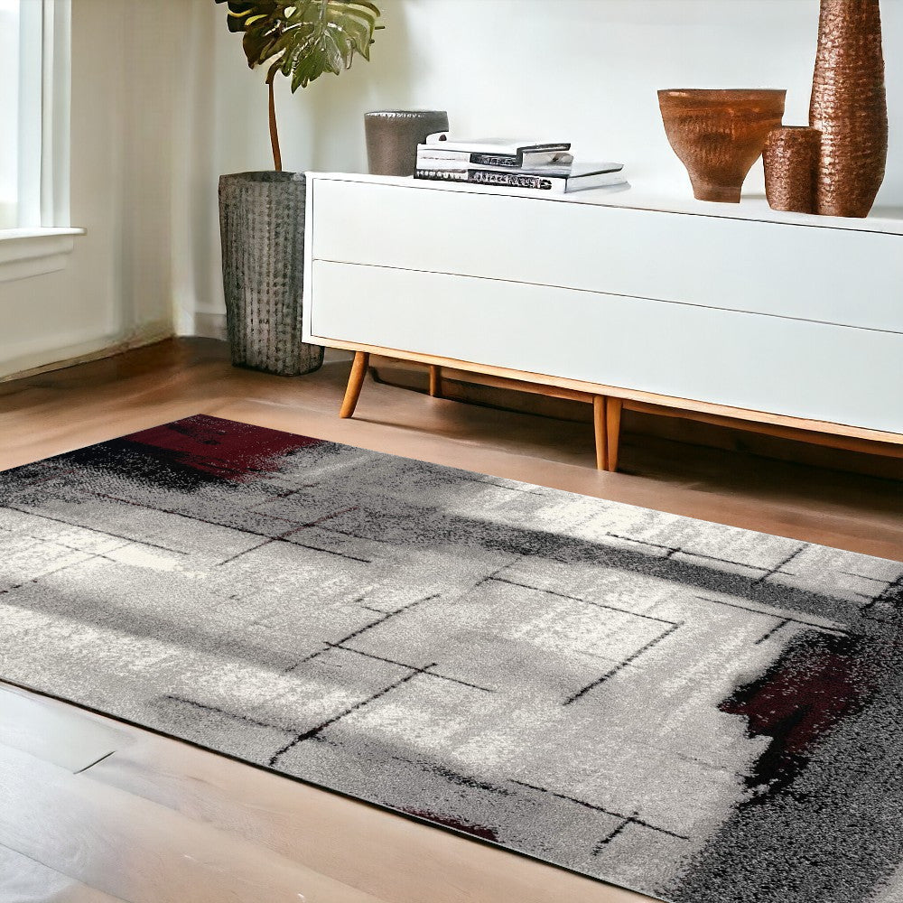 8' X 10' Gray Abstract Dhurrie Area Rug