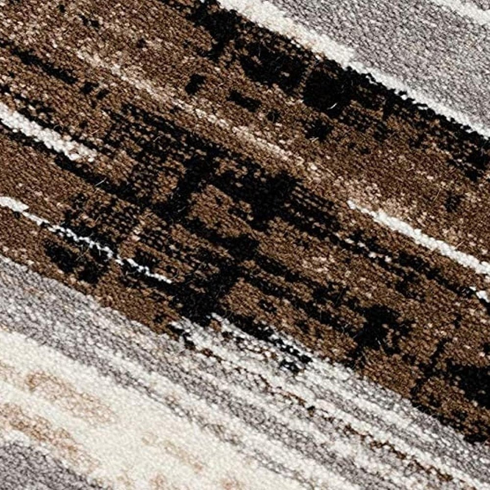 8' Beige Striped Dhurrie Runner Rug