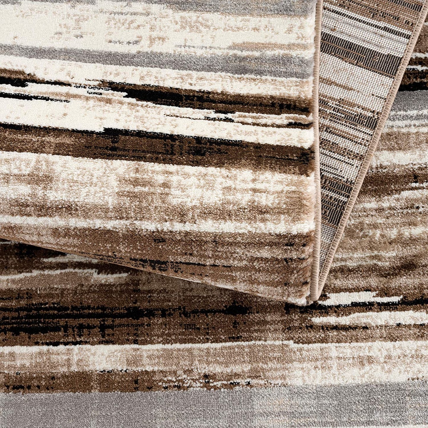 2' X 13' Beige Rustic Strokes Runner Rug