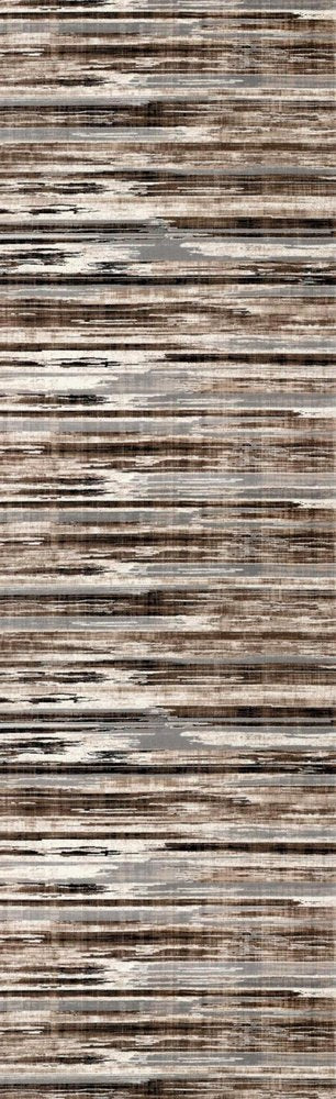 8' Beige Striped Dhurrie Runner Rug