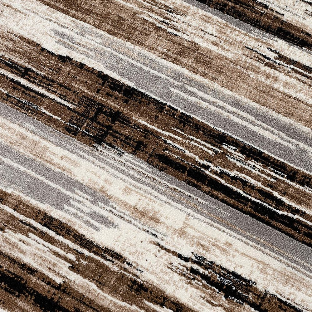 6' X 9' Beige Striped Dhurrie Area Rug