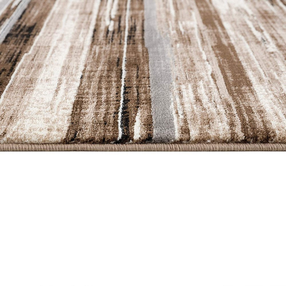 6' X 9' Beige Striped Dhurrie Area Rug