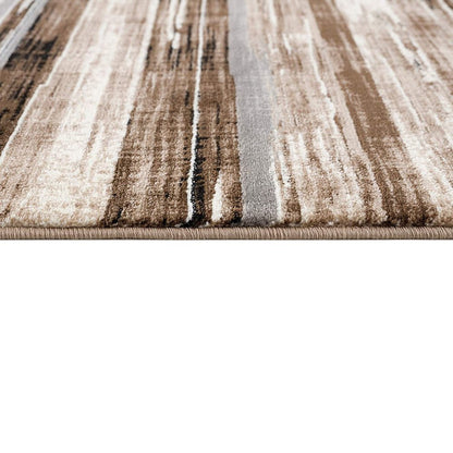 6' X 9' Beige Striped Dhurrie Area Rug