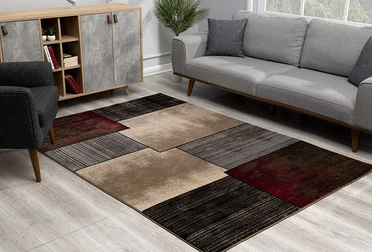 2' X 20' Brown Overlapped Blocks Runner Rug