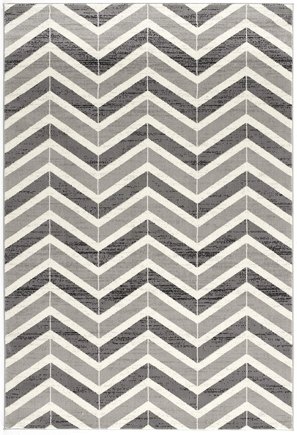 5' X 8' Gray Chevron Dhurrie Area Rug