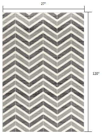 5' X 8' Gray Chevron Dhurrie Area Rug