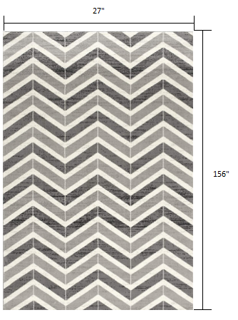 5' X 8' Gray Chevron Dhurrie Area Rug