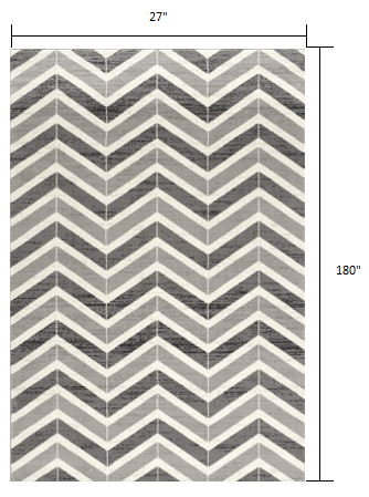 5' X 8' Gray Chevron Dhurrie Area Rug