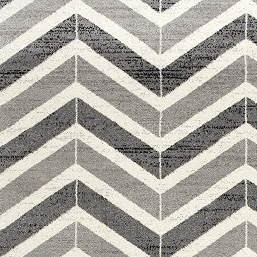 5' X 8' Gray Chevron Dhurrie Area Rug