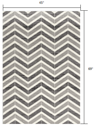 5' X 8' Gray Chevron Dhurrie Area Rug