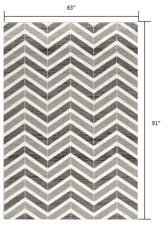 8' X 11' Gray Chevron Dhurrie Area Rug