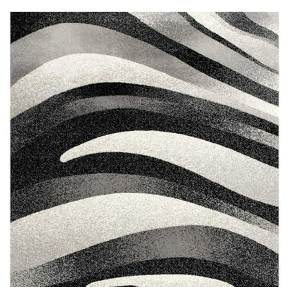 13' Black And Gray Abstract Shag Runner Rug