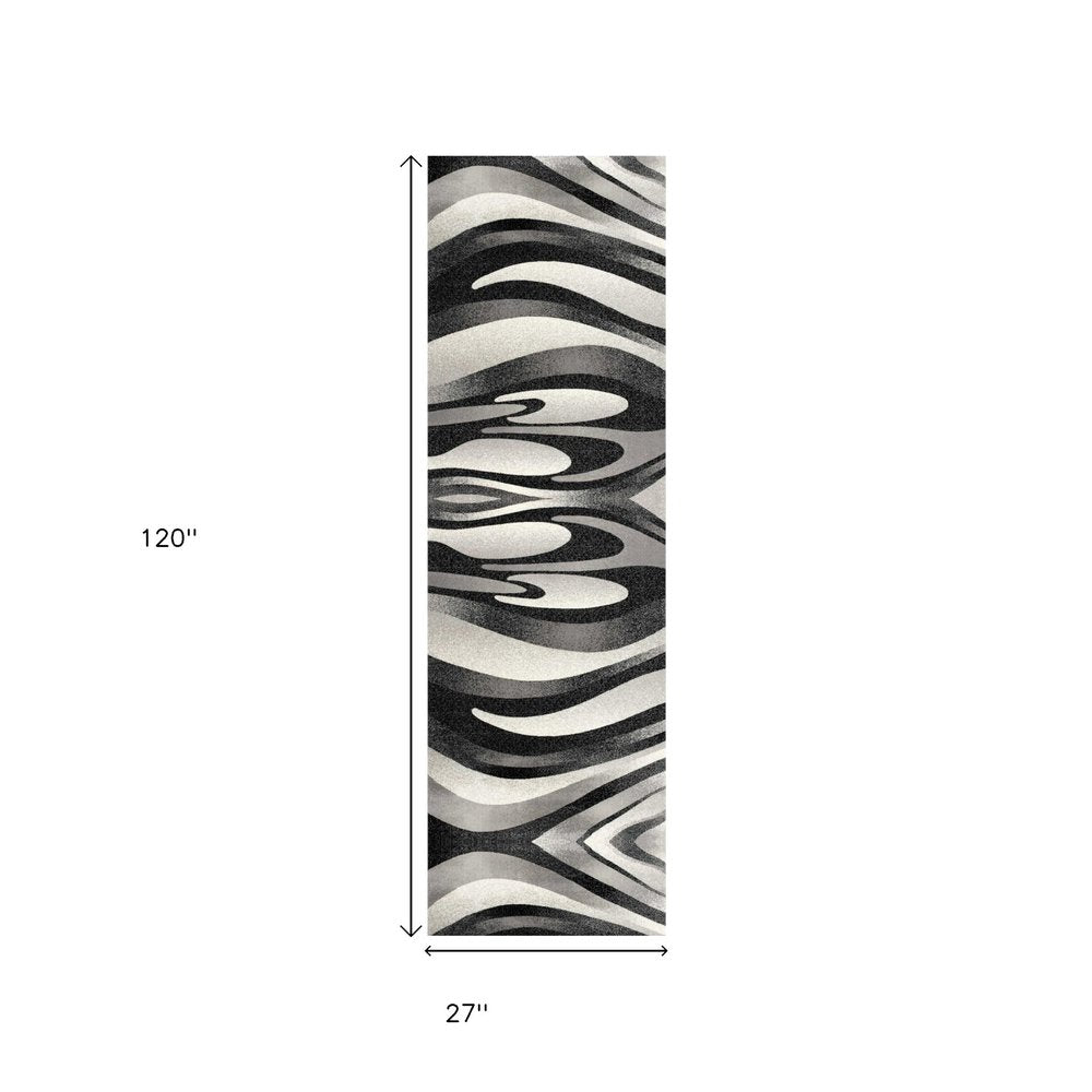 3' X 5' Gray Abstract Power Loom Area Rug