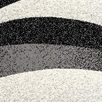 13' Black And Gray Abstract Shag Runner Rug