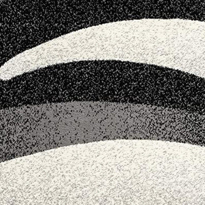 13' Black And Gray Abstract Shag Runner Rug