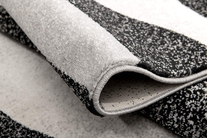 13' Black And Gray Abstract Shag Runner Rug