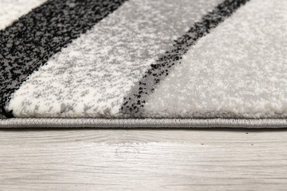 13' Black And Gray Abstract Shag Runner Rug