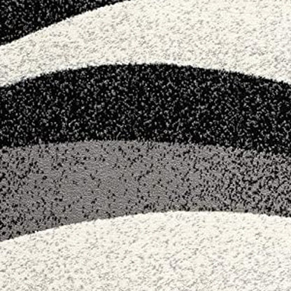 13' Black And Gray Abstract Shag Runner Rug