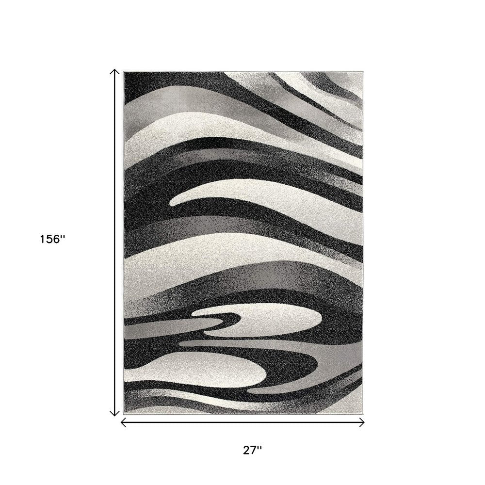 3' X 5' Gray Abstract Power Loom Area Rug