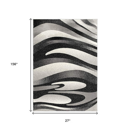 3' X 5' Gray Abstract Power Loom Area Rug