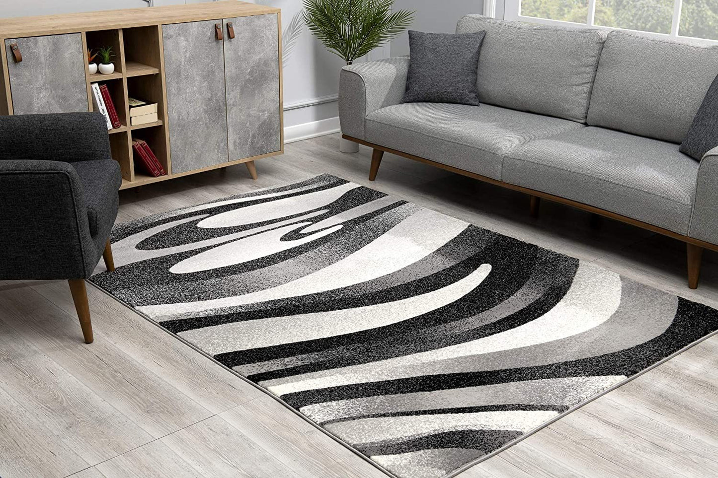 4' X 6' Gray Abstract Power Loom Area Rug