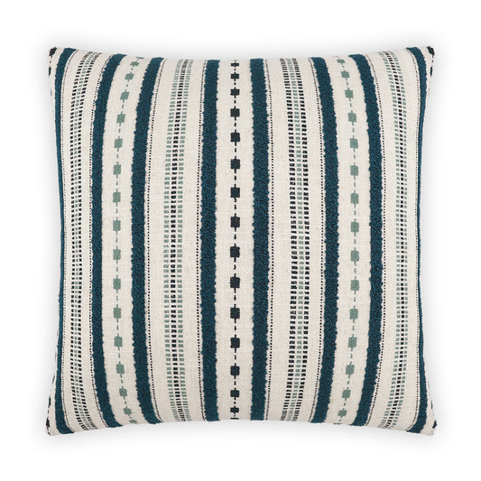 D.V. KAP HOME   24" x 24" Xuma Pillow - Blue Stripes, Global, Farmhouse    - 3941-B-2424