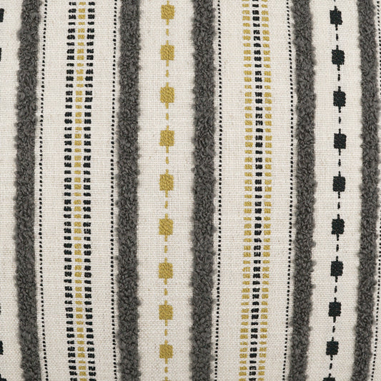 D.V. KAP HOME 3941-G-YARD Xuma Fabric - Grey Stripes, Global, Farmhouse  Grey, Chartreuse   - Xuma