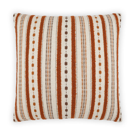 D.V. KAP HOME   24" x 24" Xuma Pillow - Rust Stripes, Global, Farmhouse    - 3941-R-2424