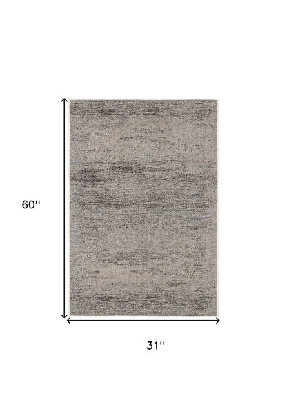 3' X 5' Blue And Gray Distressed Area Rug